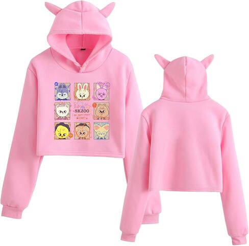 ACEFAST INC SKZ Hoodie Cat Ear Sweaters for Womens Felix Hyunjin Bangchan Merch Hoodie Sweatshirt in Saudi Arabia