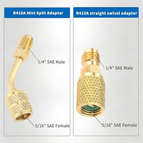 محول R410a لنظام تقسيم صغير، محول منفذ فراغ الشحن، 5/16 أنثى 1/4 ذكر مضيئة، مزيل قلب الصمام، جوانات خرطوم R134a، قلوب صمام 5V1، لخدمة التدفئة والتهوية وتكييف الهواء والتبريد in Kuwait