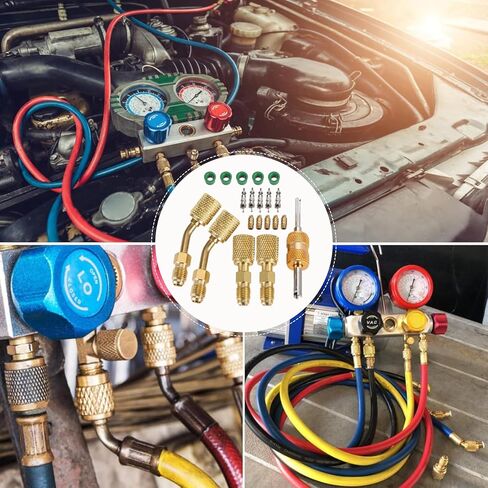 محول R410a لنظام تقسيم صغير، محول منفذ فراغ الشحن، 5/16 أنثى 1/4 ذكر مضيئة، مزيل قلب الصمام، جوانات خرطوم R134a، قلوب صمام 5V1، لخدمة التدفئة والتهوية وتكييف الهواء والتبريد in Kuwait