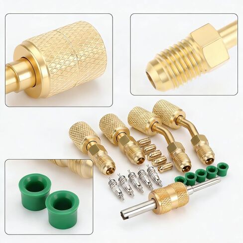 محول R410a لنظام تقسيم صغير، محول منفذ فراغ الشحن، 5/16 أنثى 1/4 ذكر مضيئة، مزيل قلب الصمام، جوانات خرطوم R134a، قلوب صمام 5V1، لخدمة التدفئة والتهوية وتكييف الهواء والتبريد in Kuwait