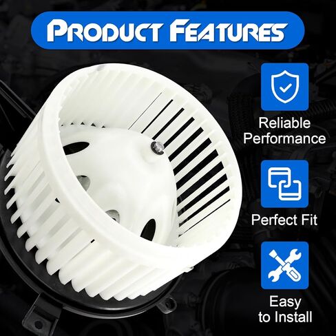 Front HVAC Heater Blower Motor with Fan Cage, Compatible with 2011-2021 Jeep Grand Cherokee, 2011-2021 Dodge Durango, 2008-2020 Grand Caravan, 2008-2016 Chrysler Town & Country, Replace# 700216 in Kuwait