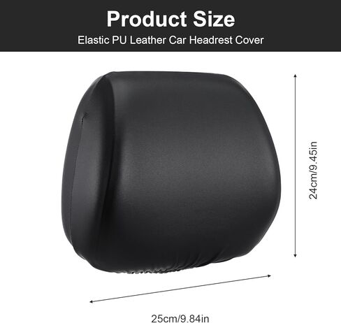 2 Pcs Car Headrest Covers Universal Fit, Full Wrap-Around Headrest Protectors, Waterproof Leather Portable Reusable Elastic Dust Cover for Most Cars Seat Headrests Accessories (Black) in Kuwait