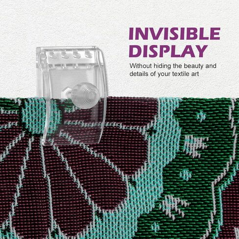 شماعة لحاف Magicfour، 4 قطع من شماعات نسيج شفافة للجدار للعرض، مشابك حامل لحاف شفافة للتعليق للمفروشات والرميات والسجاد والبطانيات واللافتات والأجهزة غير متضمنة in Kuwait