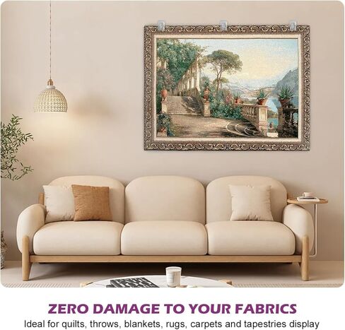 شماعة لحاف Magicfour، 4 قطع من شماعات نسيج شفافة للجدار للعرض، مشابك حامل لحاف شفافة للتعليق للمفروشات والرميات والسجاد والبطانيات واللافتات والأجهزة غير متضمنة in Kuwait