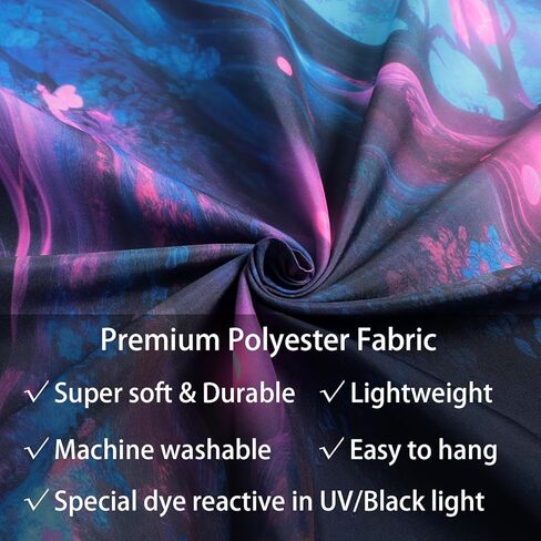 SparkLia Blacklight Fantasy Tree of Life Tapestry – UV Reactive Glowing Neon Forest Wall Hanging, Magical Fairy Waterfall Galaxy Nature Art Decor for Bedroom, Living Room - 59.1" x 80" in Kuwait