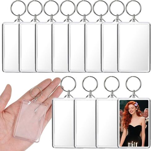 12 Pcs Acrylic Photo Keychain Set, Clear Personalized Picture Keychain Frames with Split Ring, Blank Keychains for DIY Craft Gifts, Perfect Keychains Picture Holders in Kuwait