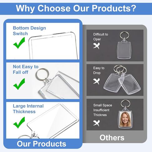 12 Pcs Acrylic Photo Keychain Set, Clear Personalized Picture Keychain Frames with Split Ring, Blank Keychains for DIY Craft Gifts, Perfect Keychains Picture Holders in Kuwait