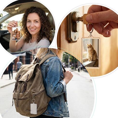 12 Pcs Acrylic Photo Keychain Set, Clear Personalized Picture Keychain Frames with Split Ring, Blank Keychains for DIY Craft Gifts, Perfect Keychains Picture Holders in Kuwait