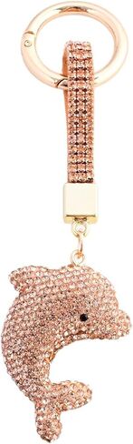 Sparkly Rhinestone Dolphin Keychain for Purse, Backpack Decor Colorful Shiny Key Ring Gift for Women in Saudi Arabia
