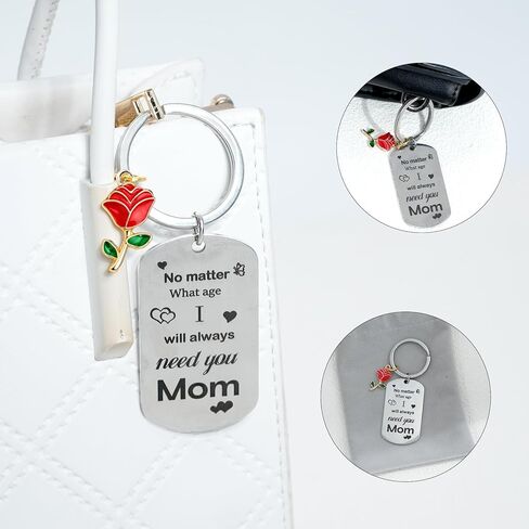 Mom Keychain Stainless Steel Key Chain Mothers Day Gift from Daughter Son Birthday Christmas Valentines Day Gifts in Kuwait