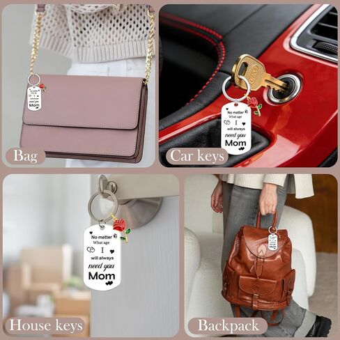 Mom Keychain Stainless Steel Key Chain Mothers Day Gift from Daughter Son Birthday Christmas Valentines Day Gifts in Kuwait