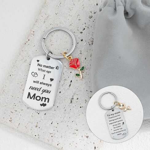 Mom Keychain Stainless Steel Key Chain Mothers Day Gift from Daughter Son Birthday Christmas Valentines Day Gifts in Kuwait
