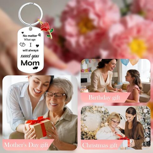 Mom Keychain Stainless Steel Key Chain Mothers Day Gift from Daughter Son Birthday Christmas Valentines Day Gifts in Kuwait
