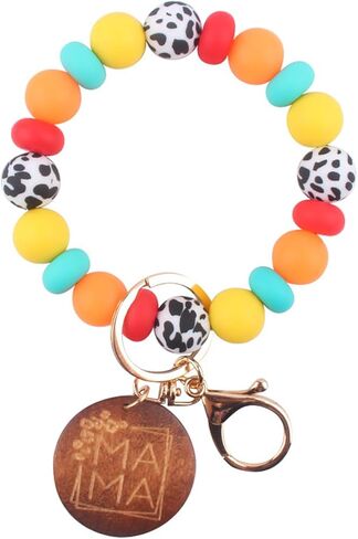 Silicone Bead Keychain Wristlet Bracelet for MAMA,Bangle Key Chains Holder Backpack Charms Accessories for Mother in Saudi Arabia
