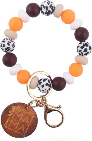 Silicone Bead Keychain Wristlet Bracelet for MAMA,Bangle Key Chains Holder Backpack Charms Accessories for Mother in Saudi Arabia