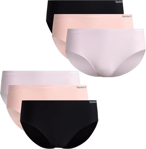 سراويل داخلية هيبستر للنساء من ريبوك - 6 قطع من سراويل هيبستر الداخلية القابلة للتمدد والأداء - ملابس داخلية بدون خياطة للنساء (S-XL)، مقاس متوسط، أوركيد هاش/لوتس/أسود in Kuwait