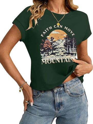 TAKEYAL Womens Cute Graphic Tees Cap Sleeve Crew Neck Casual Vintage Spring Summer Tops T-Shirt 2026 in Saudi Arabia