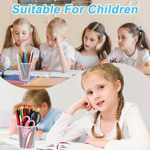 24 Pcs Mesh Pencil Holder, Colored Metal Pen Holder Metal Pen Cup Desk Organizer Cups Makeup Brush Holders for Desk Home School Office, 4 Colors in Kuwait