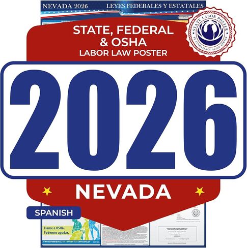 2025 Nevada State and Federal Labor Law Poster - OSHA Workplace Compliant - Mandatory Regulations Posting for Employees - All-in-One Required Compliance Posting 16" x 40" - Laminated in Saudi Arabia