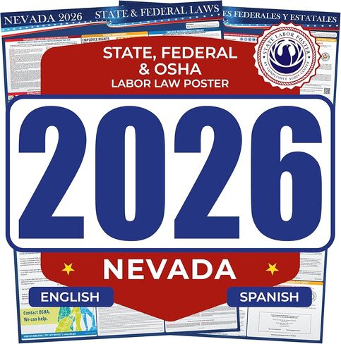 2025 Nevada State and Federal Labor Law Poster - OSHA Workplace Compliant - Mandatory Regulations Posting for Employees - All-in-One Required Compliance Posting 16" x 40" - Laminated in Saudi Arabia