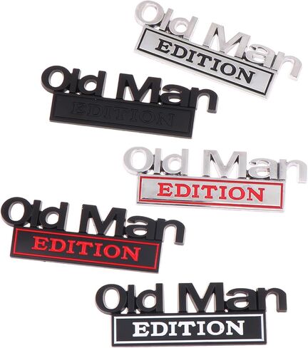 5 pcs Old Man Edition Car Emblem 3D Metal Badge Zinc Alloy Waterproof & Rustproof Decal for Fender Tailgate Bumper Compatible with Truck SUV Auto Motorcycl Accessories in Kuwait