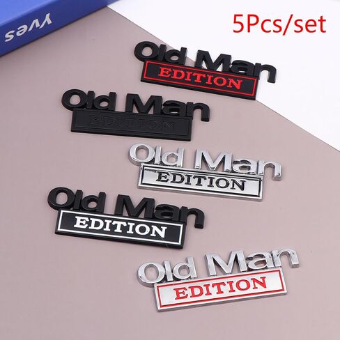 5 pcs Old Man Edition Car Emblem 3D Metal Badge Zinc Alloy Waterproof & Rustproof Decal for Fender Tailgate Bumper Compatible with Truck SUV Auto Motorcycl Accessories in Kuwait