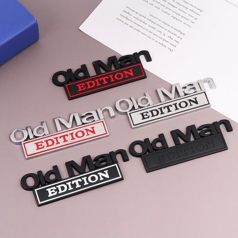 5 pcs Old Man Edition Car Emblem 3D Metal Badge Zinc Alloy Waterproof & Rustproof Decal for Fender Tailgate Bumper Compatible with Truck SUV Auto Motorcycl Accessories in Kuwait