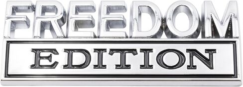 1pc 3D Raised Letter Freedom Edition Emblem Car Decals - Metal Sticker for Cars, Trucks, Motorcycles, SUV - Door Tailgate Bumper Durable Badge Decal Vehicles Decoration (Black and red) in Saudi Arabia