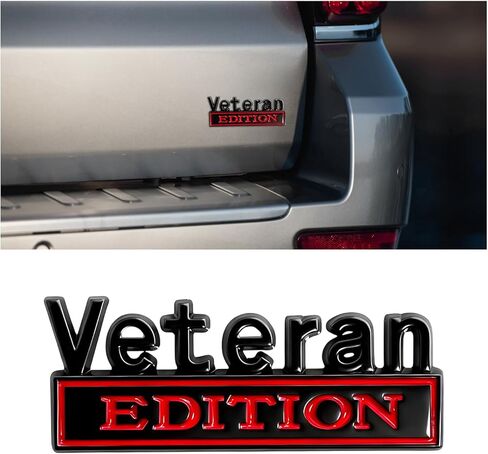 2 PCS Veteran Edition Emblem Car Decals, Veteran Letters Raised Stickers Vehicle Exterior Decoration, Retired Soldier 3D Metal Badge Bumper Decal for Cars Trucks SUVs (Black & White) in Kuwait