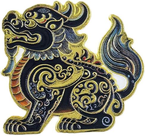 RCWG Lucky Pin, Chinese Pixiu, Funny Button Pin, Chinese Aesthetic Enamel Lapel Pin for Backpacks, Jackets, Hats, Kids, Girls. Attract Positive Energies Wealth, Health, Luck and Peace in Kuwait