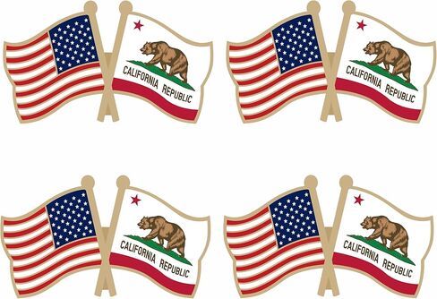 الولايات المتحدة الأمريكية وولاية كاليفورنيا عبرت مزدوجة العلم التلبيب دبابيس صغيرة صغيرة جمهورية كاليفورنيا الصداقة شارة دبوس، 4PCS in Kuwait