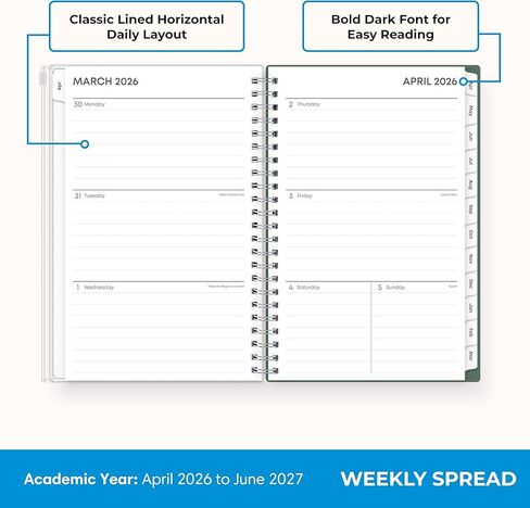 Blue Sky 2026-2027 Weekly and Monthly Academic Year 15 Month Planner Calendar, April 2026 - June 2027, 5" x 8", Flexible Cover With Zip Pouch, Wirebound, Storage Pocket, Seychelle in Saudi Arabia