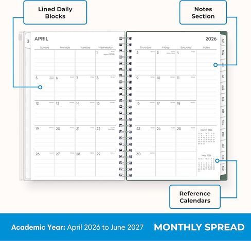 Blue Sky 2026-2027 Weekly and Monthly Academic Year 15 Month Planner Calendar, April 2026 - June 2027, 5" x 8", Flexible Cover With Zip Pouch, Wirebound, Storage Pocket, Seychelle in Saudi Arabia