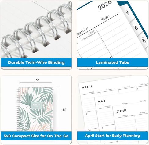 Blue Sky 2026-2027 Weekly and Monthly Academic Year 15 Month Planner Calendar, April 2026 - June 2027, 5" x 8", Flexible Cover With Zip Pouch, Wirebound, Storage Pocket, Seychelle in Saudi Arabia