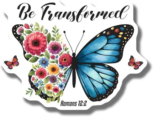 Be Transformed Butterfly Magnet with Floral Design - Romans Car Magnet 12:2 Inspirational Magnet - Motivational Fridge Decor - Christian Gift - AAMT1680 in Kuwait
