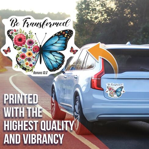 Be Transformed Butterfly Magnet with Floral Design - Romans Car Magnet 12:2 Inspirational Magnet - Motivational Fridge Decor - Christian Gift - AAMT1680 in Kuwait