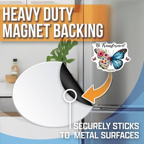 Be Transformed Butterfly Magnet with Floral Design - Romans Car Magnet 12:2 Inspirational Magnet - Motivational Fridge Decor - Christian Gift - AAMT1680 in Kuwait