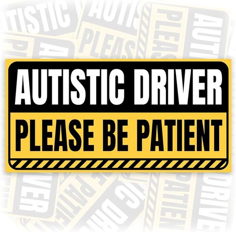 Autistic Driver Please Be Patient | Bumper Sticker or Car Magnet | Warning Funny Waterproof Magnetic Bumper Sticker for Cars [7.5x3.75] in Kuwait