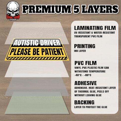 Autistic Driver Please Be Patient | Bumper Sticker or Car Magnet | Warning Funny Waterproof Magnetic Bumper Sticker for Cars [7.5x3.75] in Kuwait