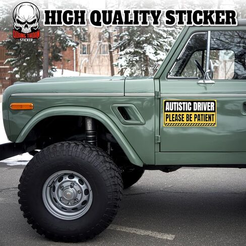 Autistic Driver Please Be Patient | Bumper Sticker or Car Magnet | Warning Funny Waterproof Magnetic Bumper Sticker for Cars [7.5x3.75] in Kuwait