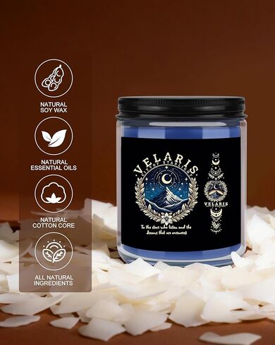Velaris City of Starlight ACOTAR Fans Gift Thorns and Roses Merchandise Sandalwood 7 oz Scented Candle (Candle-Black City) in Saudi Arabia
