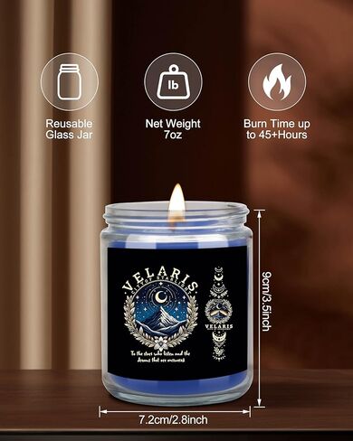 Velaris City of Starlight ACOTAR Fans Gift Thorns and Roses Merchandise Sandalwood 7 oz Scented Candle (Candle-Black City) in Saudi Arabia