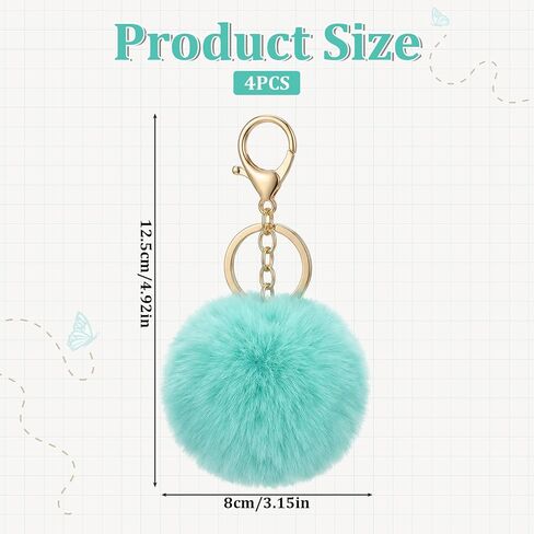4 Pcs Faux Fur Pompom Ball Keychains 3 Inch Pom Pom Keychains Puff Ball Keychain Fluffy Keychain Accessories for Car Bag Charm in Kuwait