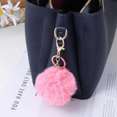 4 Pcs Faux Fur Pompom Ball Keychains 3 Inch Pom Pom Keychains Puff Ball Keychain Fluffy Keychain Accessories for Car Bag Charm in Kuwait