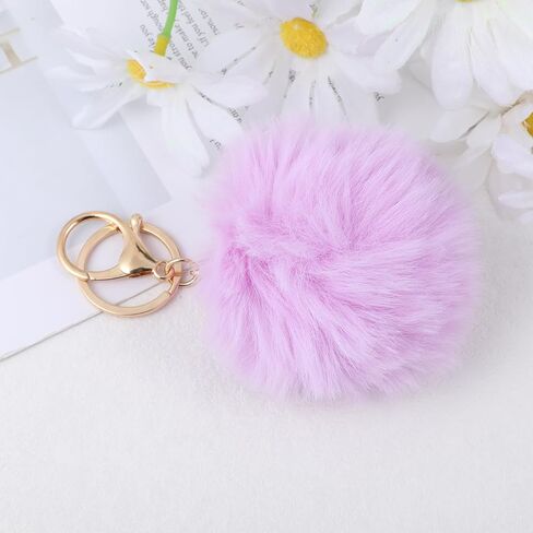 4 Pcs Faux Fur Pompom Ball Keychains 3 Inch Pom Pom Keychains Puff Ball Keychain Fluffy Keychain Accessories for Car Bag Charm in Kuwait