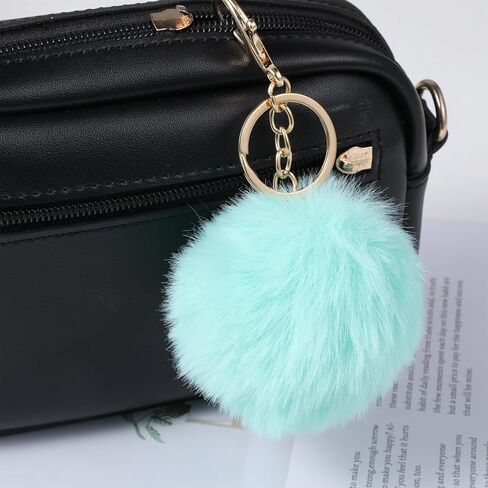 4 Pcs Faux Fur Pompom Ball Keychains 3 Inch Pom Pom Keychains Puff Ball Keychain Fluffy Keychain Accessories for Car Bag Charm in Kuwait
