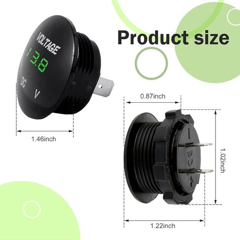 Car Voltmeter Gauge, DC 12-24 V LED Digital Voltage Meter, Waterproof Mini Round Monitor with Anti-reverse Protection, Portable Tester for Most Cars Motorcycles Trucks (Green) in Kuwait