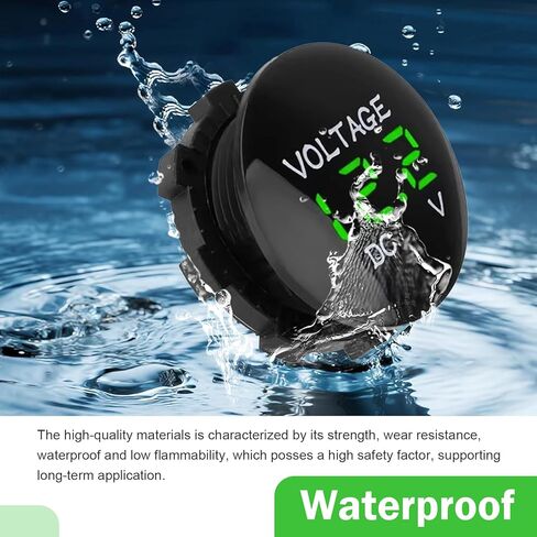 Car Voltmeter Gauge, DC 12-24 V LED Digital Voltage Meter, Waterproof Mini Round Monitor with Anti-reverse Protection, Portable Tester for Most Cars Motorcycles Trucks (Green) in Kuwait