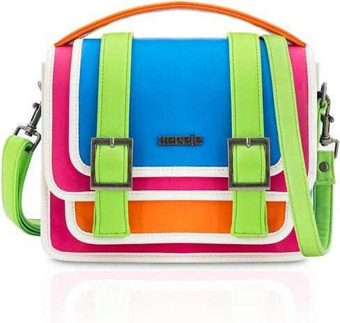 محفظة Hereje متعددة الألوان للنساء - حقيبة يد ملونة مع حزام كتف قابل للفصل - محافظ فريدة باللونين البرتقالي والوردي - مجموعة ربيع وصيف 2026 - حقيبة يد بمقبض علوي باللون الوردي النيون in Kuwait