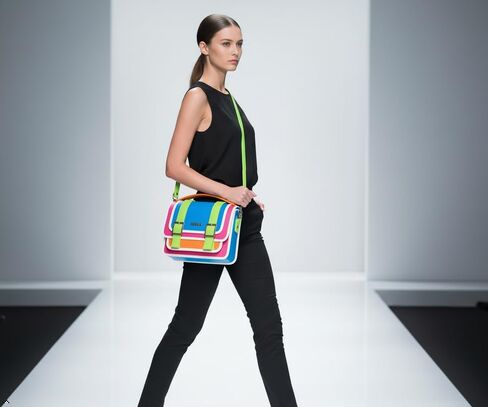 محفظة Hereje متعددة الألوان للنساء - حقيبة يد ملونة مع حزام كتف قابل للفصل - محافظ فريدة باللونين البرتقالي والوردي - مجموعة ربيع وصيف 2026 - حقيبة يد بمقبض علوي باللون الوردي النيون in Kuwait